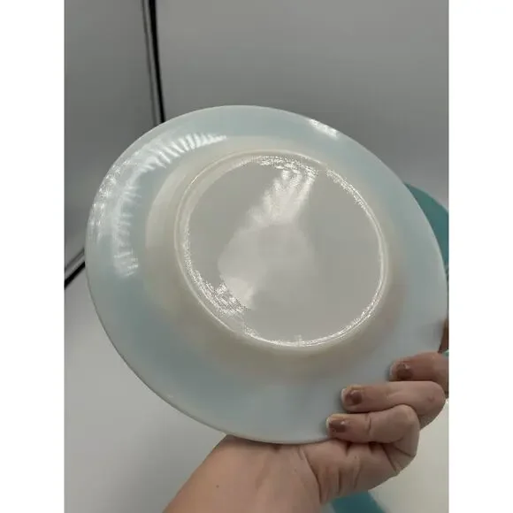 12 Pyrex Vintage Milk Glass Plates Teal Aqua Blue Dinnerware 6 Small 6 Large